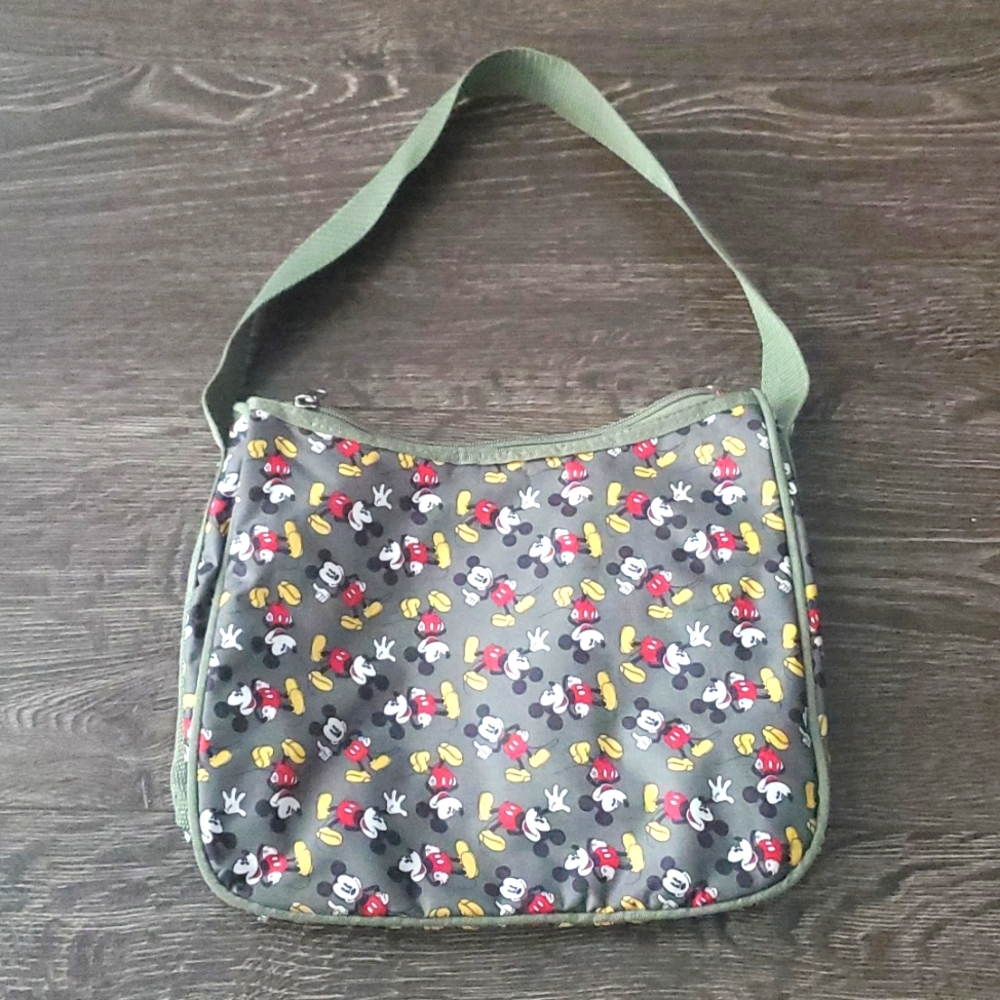 ❤️ Disney MICKEY MOUSE Vinyl Shoulder Bag Olive Green Purse Handbag lunch box